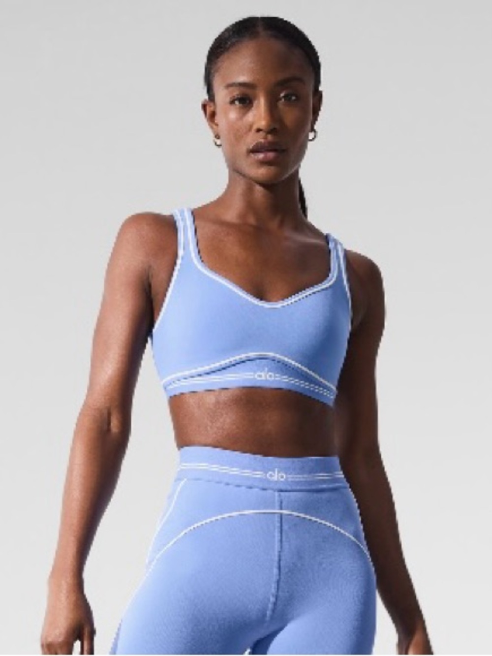 ALO Yoga airbrush crystal clear blue/white Heart Throb Bra